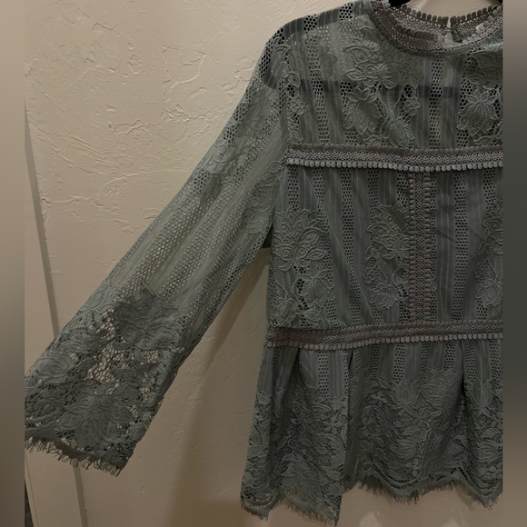 Chance or Fate Lace Blouse in Soft Blue - Picture 2 of 4